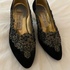 Vintage velvet and beaded Private Collection heels